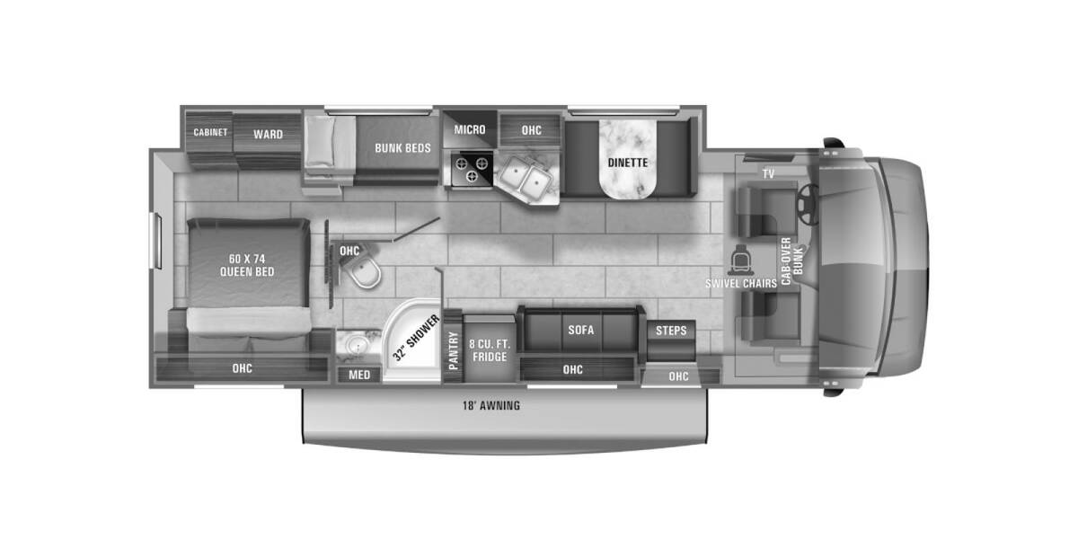 2021 Jayco Redhawk Ford E-450 31F Class C at Interstate RV Sales & Service, Inc. STOCK# RENTAL2 Floor plan Layout Photo