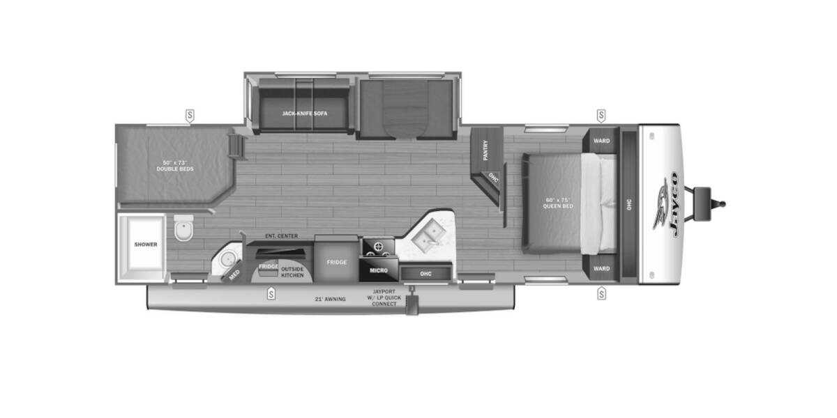 2023 Jayco Jay Feather 27BHB Travel Trailer at Interstate RV Sales & Service, Inc. STOCK# 1564 Floor plan Layout Photo