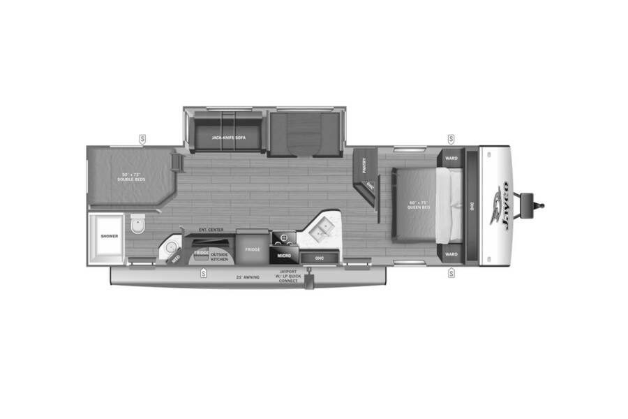 2023 Jayco Jay Feather 27BHB Travel Trailer at Interstate RV Sales & Service, Inc. STOCK# 1564 Floor plan Layout Photo