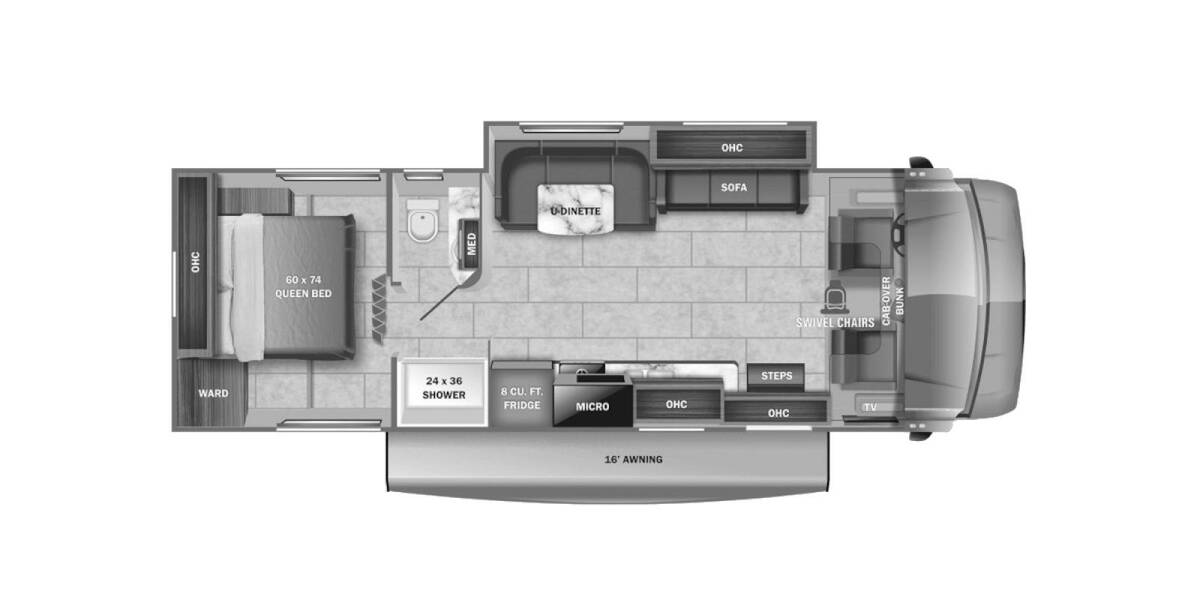 2022 Jayco Redhawk Ford E-450 29XK Class C at Interstate RV Sales & Service, Inc. STOCK# C32a Floor plan Layout Photo