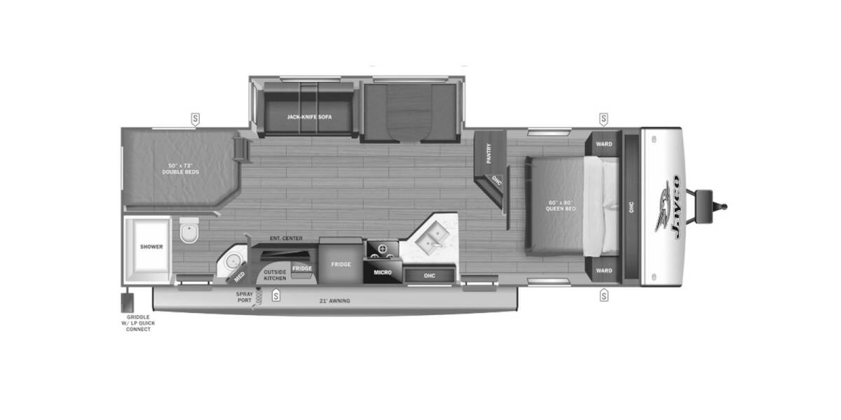 2024 Jayco Jay Feather 27BHB Travel Trailer at Interstate RV Sales & Service, Inc. STOCK# 1583 Floor plan Layout Photo